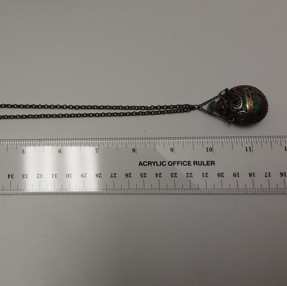 VINTAGE BUDDHISM GOLD and TURQUOISE  PENDANT - Picture 4 of 4